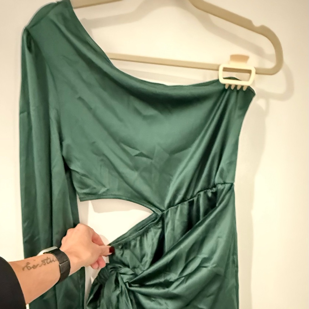 SHEIN One Shoulder Green Dress